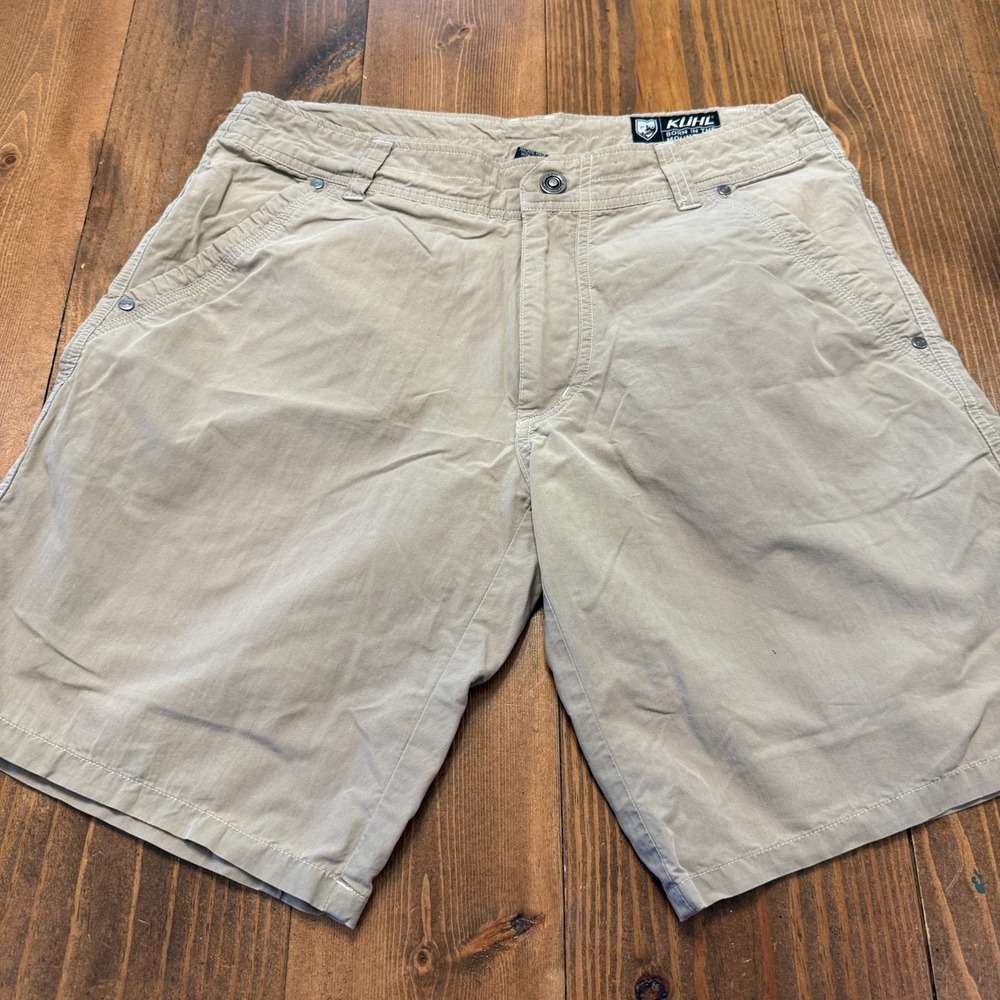 Kuhl Shorts Men 32 Brown 10" Inseam Cotton Nylon Hiking‎ Vintage Pantina Dye